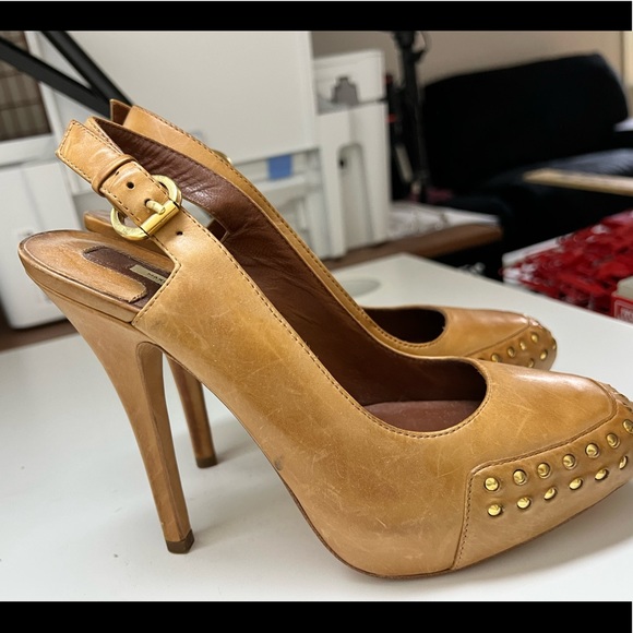 Max Studio High heel shoes women stilettos Leather Camel size 5.5 - Picture 3 of 6